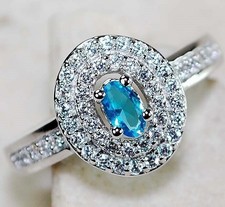 1CT Aquamarine Topaz 925 Solid Sterling Silver Ring Jewelry Sz 7 UB3-3