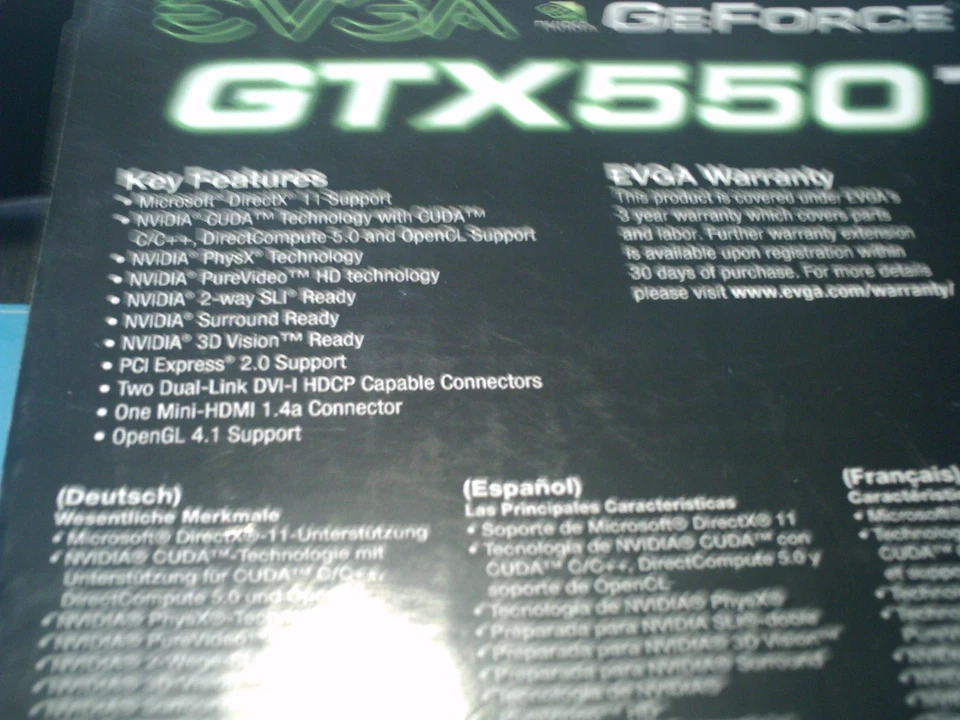 EVGA Nvidia Geforce GTX 550 Ti 1GB GDDR5 192 Bit - Image 2 of 4