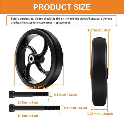 2 PCS 7-Inch Walker Replacement Wheelchair Wheels - Eco-Friendly Rubber Mater...