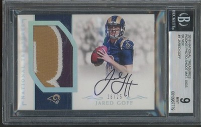 2016 National Treasures Silver #1 Jared Goff /25 Auto Patch RC Mint BGS 9 Rookie
