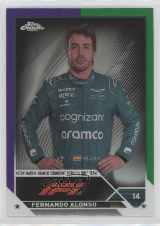 2023 Chrome Formula 1 F1 Drivers Purple Green Refractor Fernando Alonso #32 00ht