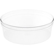 Pioneer Plastics Clear Round Container with Frosted Bottom, 6.875" W x 2.625" H