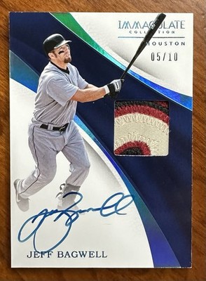 2017 Panini Immaculate 5/10 JEFF BAGWELL Auto 3-Color Patch HOF Astros Jersey #d