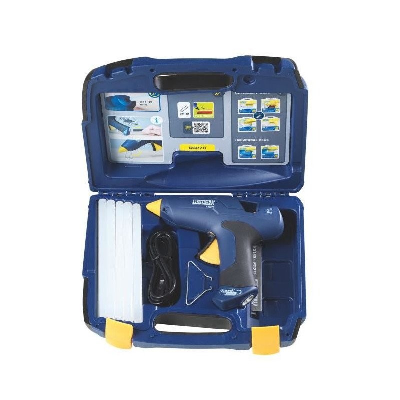 Pistolet a colle RAPID CG270 thermo-fusible amovible avec valisette de transport et 10 batons