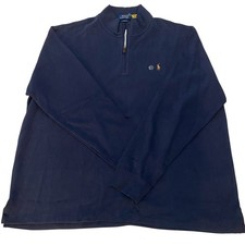 Polo Ralph Lauren Mens Big  Tall Estate Rib 1/4-Zip Pullover Navy 2XLT Pony