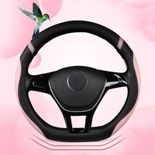 Cxtiy D-shaped Flat Bottom Steering Wheel Cover For Women Girl - Stylish Pink Cxtiy D-shaped Flat Bottom Steering Wheel Cover For Women Girl - Stylish Pink