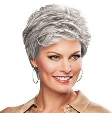 Honesty Waved Layers Short Hair Wig by Hairuwear, Average Cap Light Grey