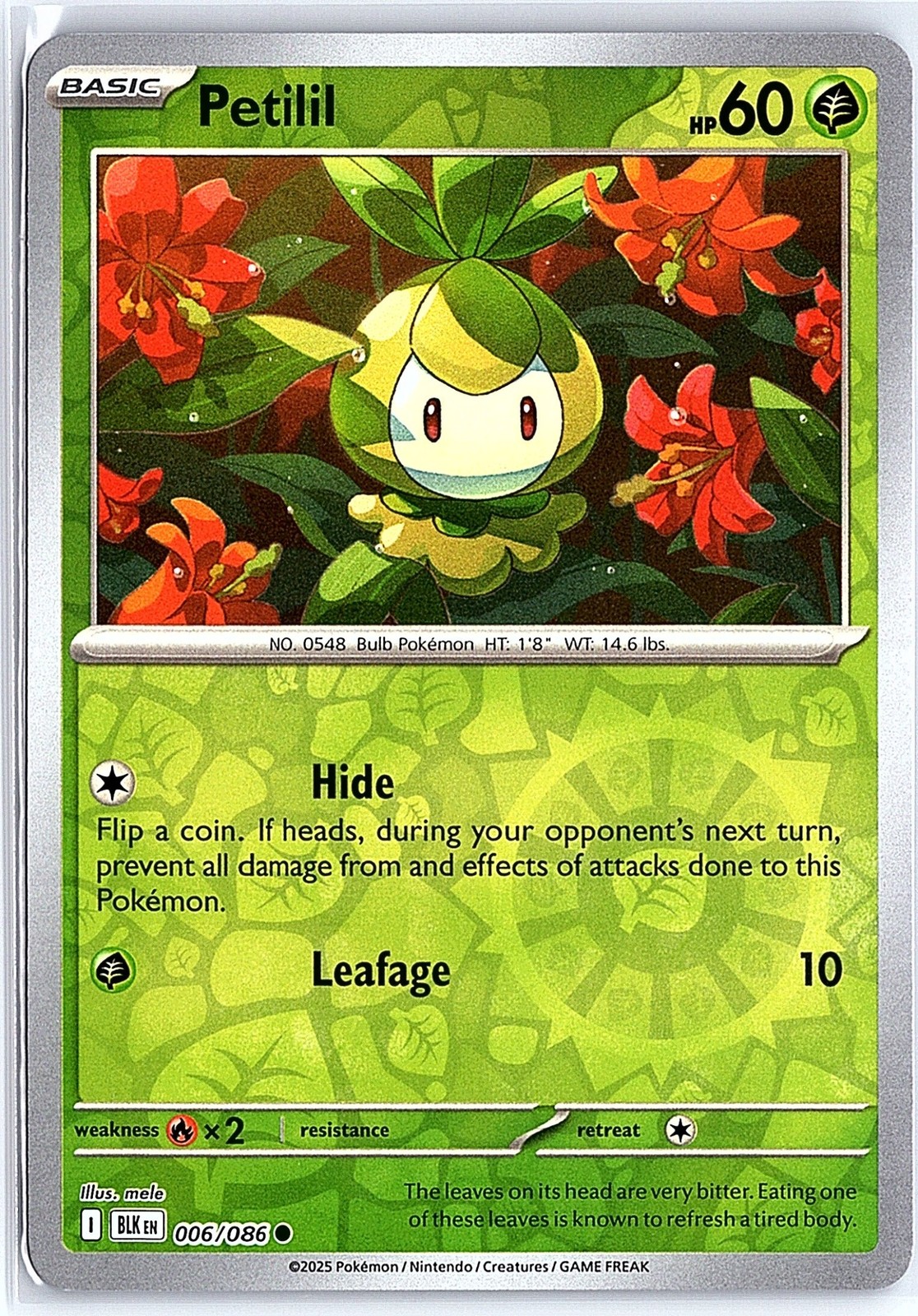2025 Pokemon SV Black Bolt - BLK EN Petilil Reverse Holo Common #006/086