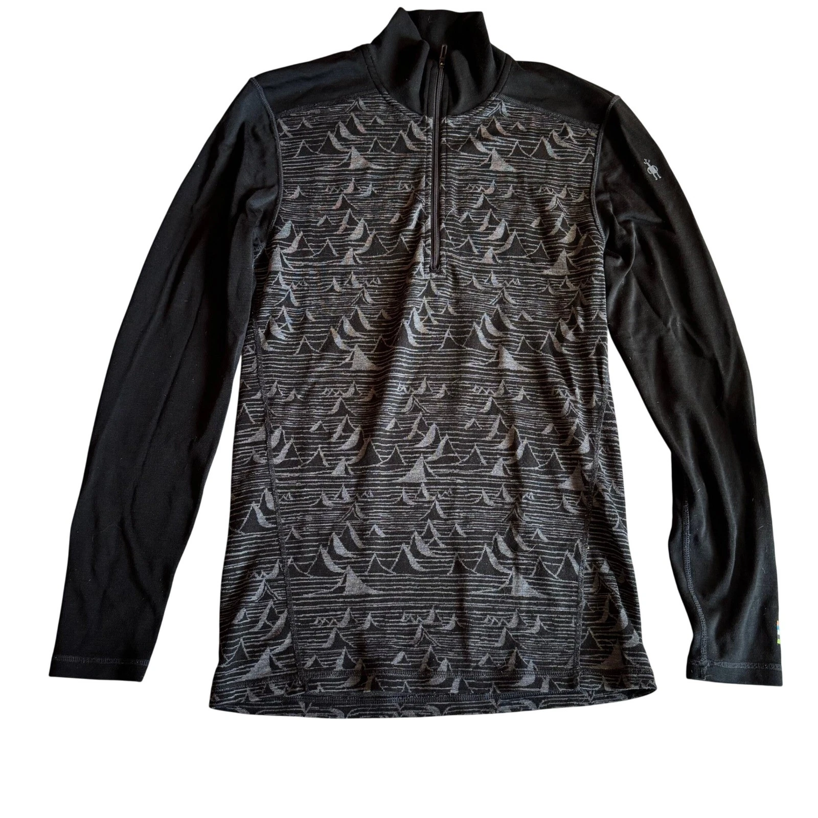 Smartwool Mens Merino 250 Wool Thermal Quarter Zip Base Layer Mountain Print S