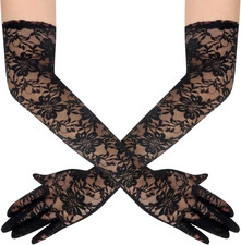 Lace Gloves Women, Tea Party Long Elegant Opera Lace Gloves Costume Floral Patte