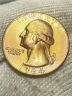 1964-P Washington Quarter 90% Silver 25c US Coin Phila. Mint Au+ Toned*