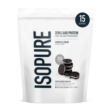 Isopure Low Carb 25g Whey Isolate Protein Powder-Cookies Cream-15 Servings-16.9