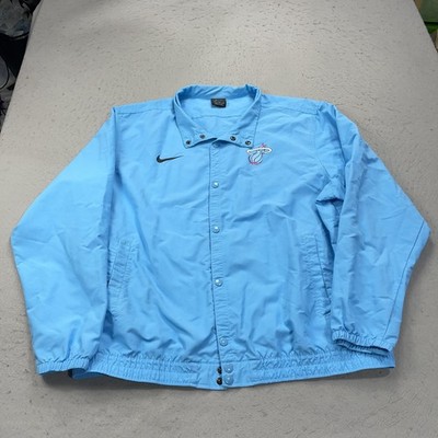Miami Heat Jacket Mens 2XL XXL Light Blue Nike Vice Snap Bomber Retro Logo NBA