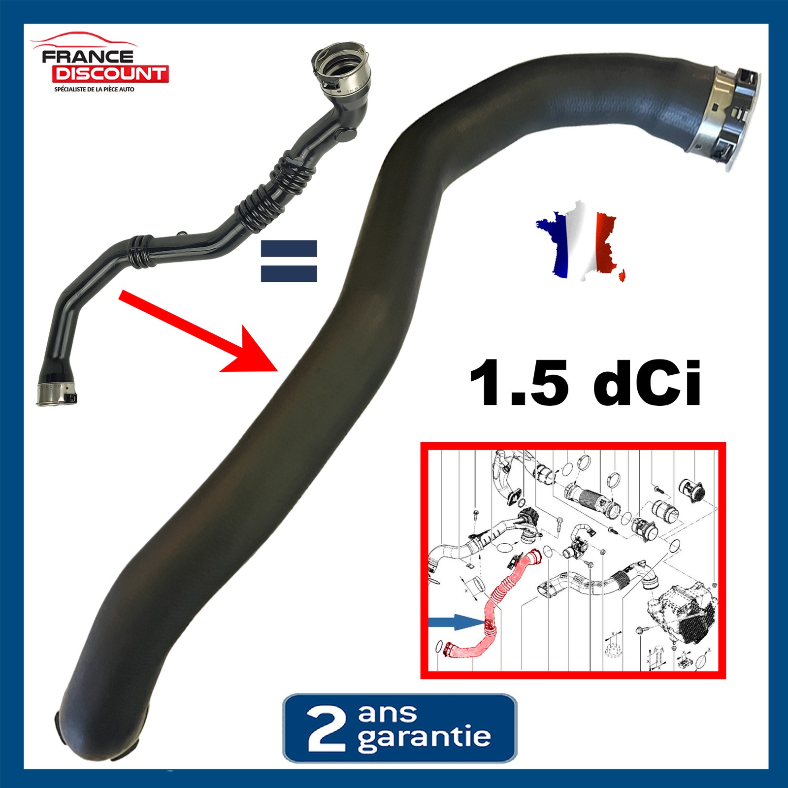 Durite de turbo renforcée pour Clio 4 et Sandero II - Qualité OE 144609369R haute pression