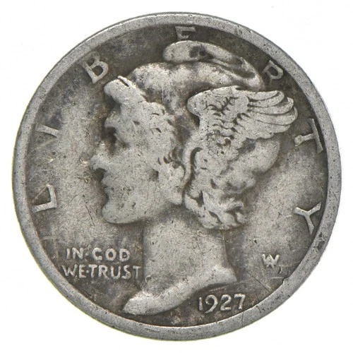 VG+ 1927-S Mercury 90% Silver Dime *6852