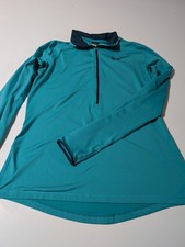 Nike Pro DriFit Women's Quarter Zip Pullover Size XL Turquoise Thumb Holes