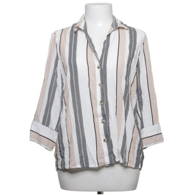 Stradivarius, Hemd, Größe: M, Weiß/Grau/Beige, Streifen, Damen #aGi