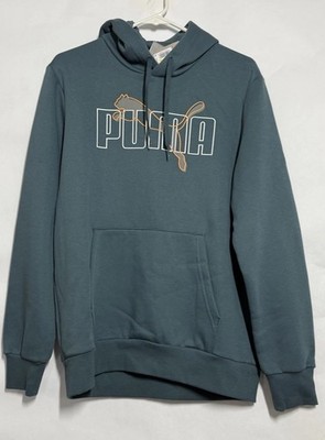 New PUMA Raised Up Graphic Pullover Hoodie Mens Size M Gray Skies