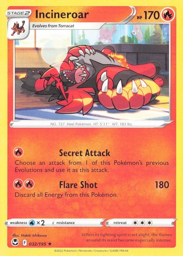 INCINEROAR 032/195 SILVER TEMPEST POKEMON NEAR MINT