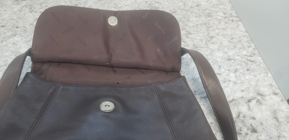 Bolso de Hombro Hobo Rolfs Marrón Cuero Genuino Correa Única Cartera Cierre a Presión  Foto 3 de 4