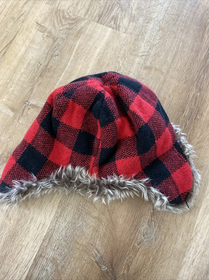 Baby Gap M/L 53 cm Trapper Hat Red and Black Faux Fur Ears - Image 3 of 3