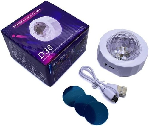 Sound Activated LED DJ Lights, White, USB Charged, 3 Colors, 2.8 x 1.9 Inches - Picture 8 of 8
