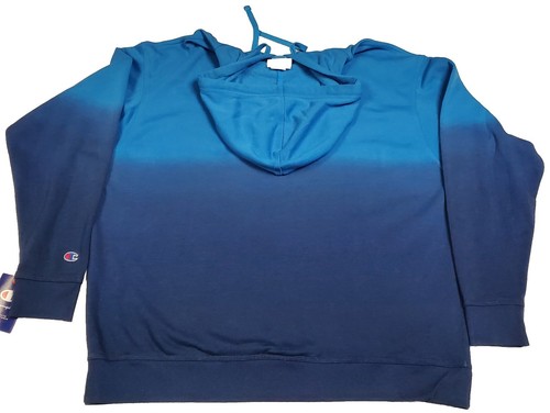 Champion Pullover Sudadera con Capucha Azul Ombre 2XL Mujer Manga Larga Algodón Nuevo con Etiquetas - Imagen 2 de 4