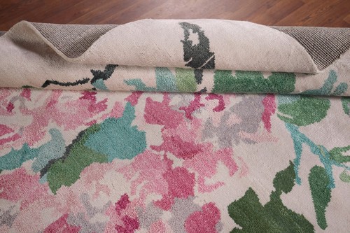 Silk/ Wool Floral Oriental Area Rug 7x10 Handmade Ivory Living Room Carpet - Picture 15 of 19