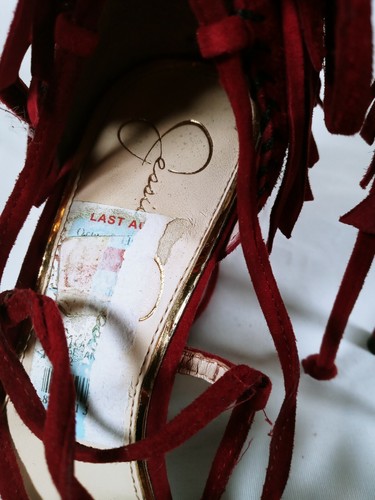 Jessica Simpson Mareya Fringe Heels Dress Sandals Women’s Size 6M Red (019) - Picture 3 of 6