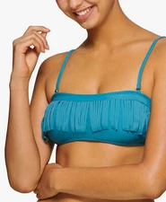 Hula Honey BLUE Juniors' Fringe Bandeau Swim Top, Junior Size S,  NWT