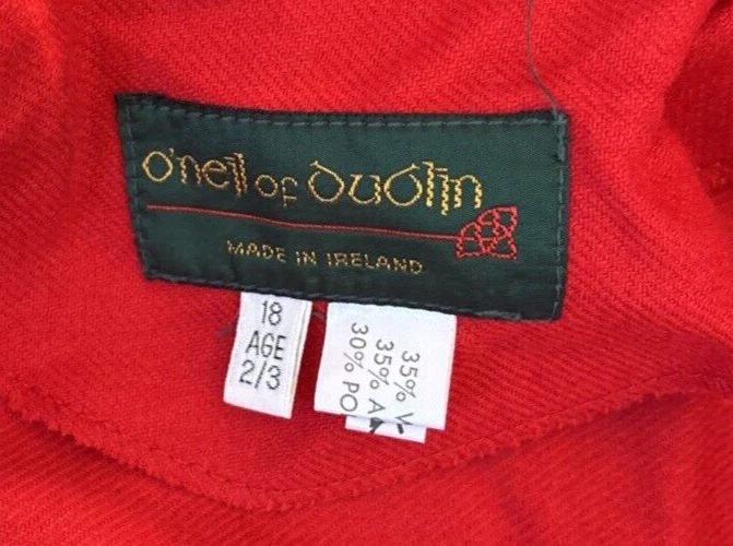 Capa roja O’Neil Of Dublin niñas 18 años 2/3 Irlanda mezcla de lana Foto 3 de 4