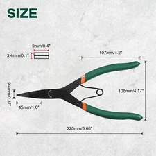 9 inch Angle Tip Lock Ring Pliers for Transmission, Special Circlip Plier