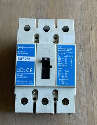 CUTLER HAMMER GWF25K INDUSTRIAL CIRCUIT BREAKER 30A 600VAC