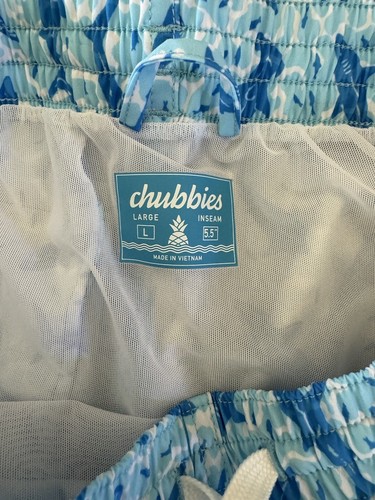 Chubbies Swimming Shorts | Men’s LARGE | Shark Water Hammerhead Blue Trunks - Picture 4 of 7