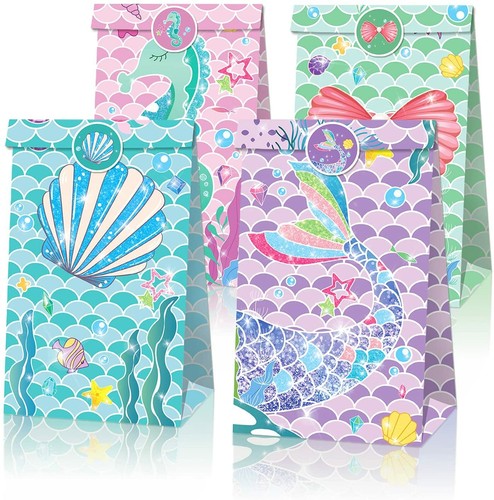 Bolsas de Papel Sirena Cumpleaños Bajo el Mar Shellebración Fiesta Océano Caramelos Favor - Imagen 2 de 6