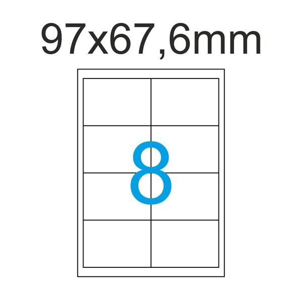 400 Etiketten 97X67,6 Mm Aufkleber Luma 97X67 50 Blatt A4 Klebepapier Weiß-image