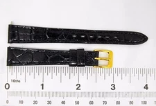 Watchband Stylecraft SELECTED CROCODILE 13 mm Regular Black stitched