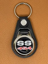 SS 454 BLACK LEATHER KEYCHAIN