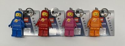Lego Space Spaceman LED LITE Keychain Complete Set Of 4 : Blue Red Pink Orange