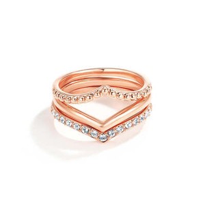 Authentic Wishbone Trio Stackable Ring Rose Gold Plated