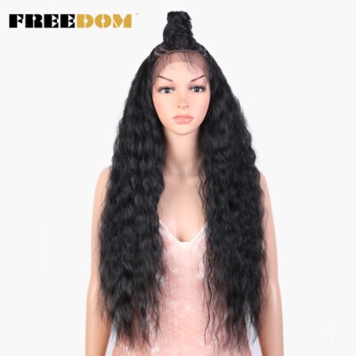 13x7 Synthetic Lace Front Wig 30 Inch Long Curly Wavy Wig Heat Resistant Wigs