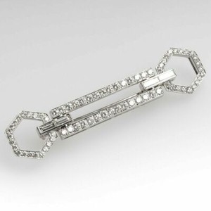 Authentic 1.80CT Baguette Cut Cubic Zirconia Geometric Brooch 925 Silver Gold Plated