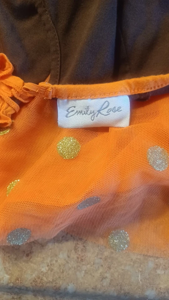 Vestido de calabaza marrón naranja de Halloween para niños pequeños talla 3T lindo en el parche Foto 4 de 4