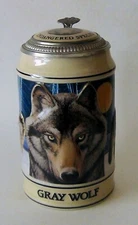 Budweiser Limited 1993 Edition Endangered Species Stein Gray Wolf Sanahed #1990