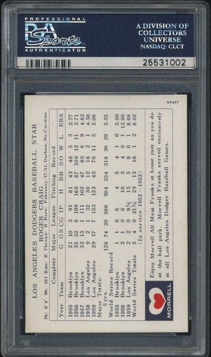 1960 Morrell Meats - Roger Craig - PSA 6 EX-MT - Dodgers - Picture 2 of 2