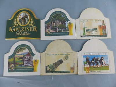Lot of 6 different KAPUZINER beer coaster bierviltje Bierdeckel F24