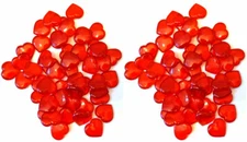Valentine's Acrylic 50 Heart Shape Gems Vase Filler Table Scatter ~ Red Set of 2