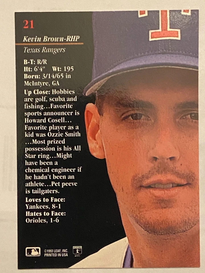 1993 Studio #21 Kevin Brown Texas Rangers - Image 2 of 2