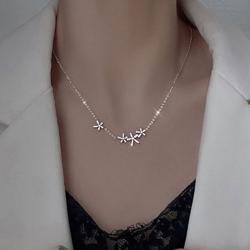 Stylish Star Flower Necklace Adjustable Collarbone Chain Elegant Boho Jewelry  