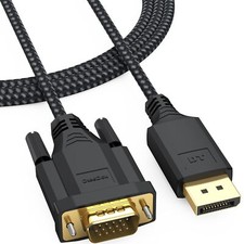 6ft DisplayPort to VGA Cable DP to VGA 1080P 60Hz Male to Male Braided Cord